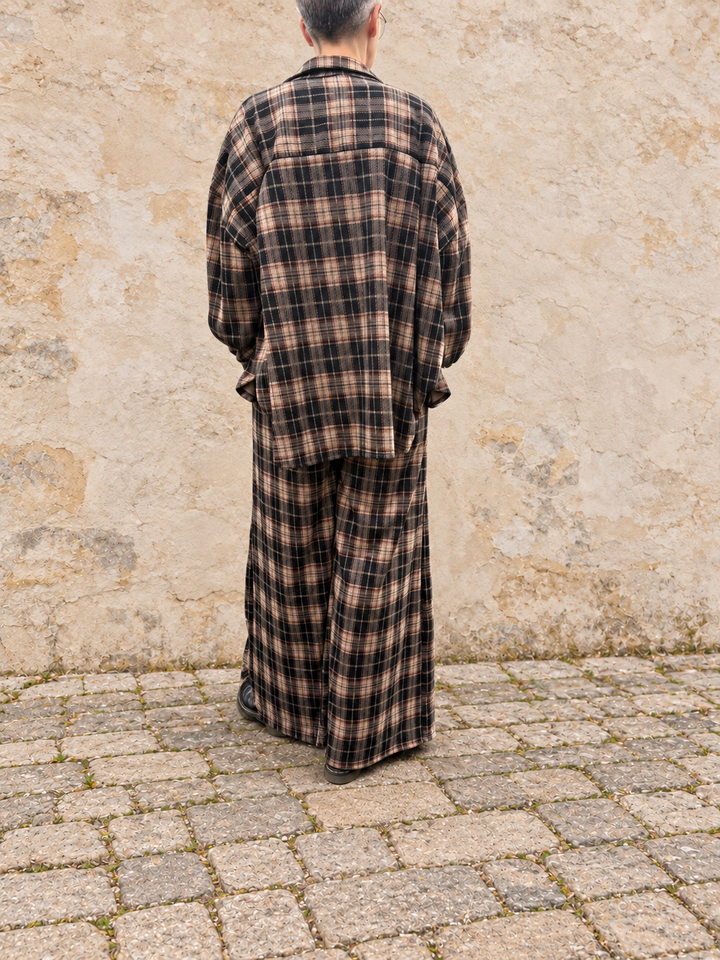 Oversized Flanellhemd - Karo Beige/Braun/Schwarz