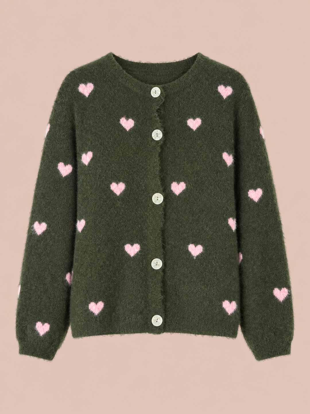 Cardigan mit Herzchen - Grün