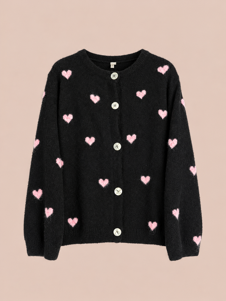 Cardigan mit Herzchen - Schwarz