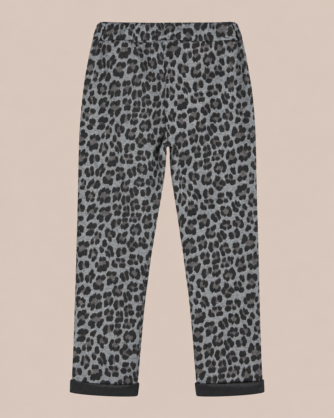 Hose mit Leo-Print - Grau