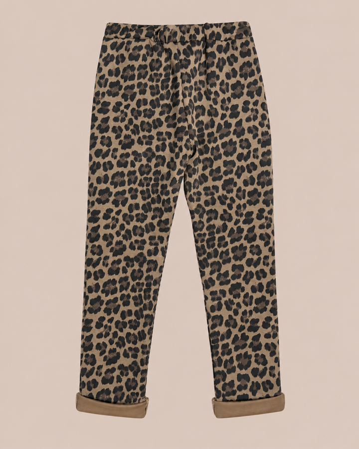 Hose mit Leo-Print - Braun