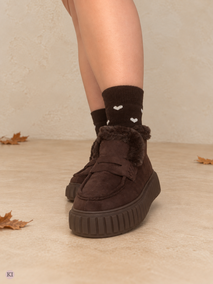 Loafer-Boots mit flauschigem Besatz