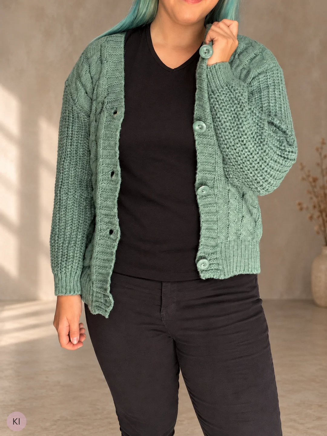 Strickcardigan mit Zopfmuster
