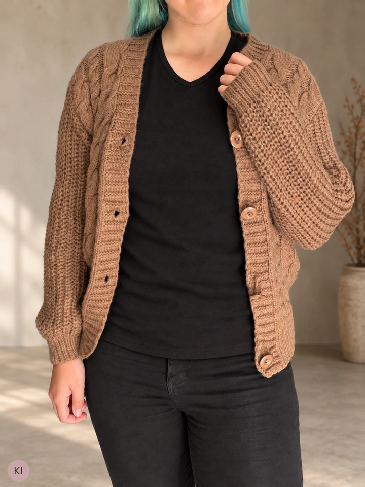 Strickcardigan mit Zopfmuster