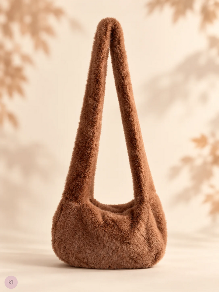 Kleine Schultertasche mit flauschiger Felloptik
