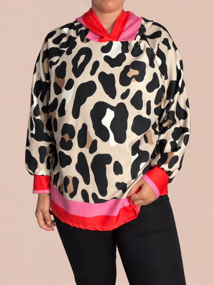 Wild Color Leo Hoodie - Rot/Rosa