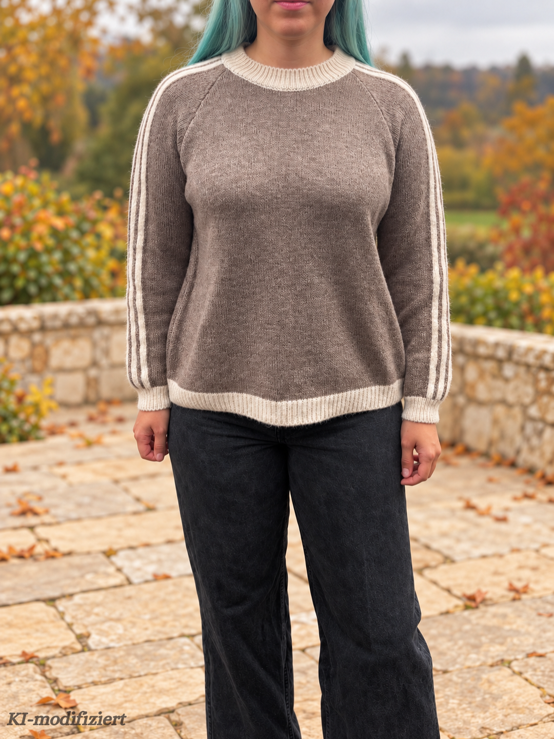Strickpullover mit Ärmelstreifen