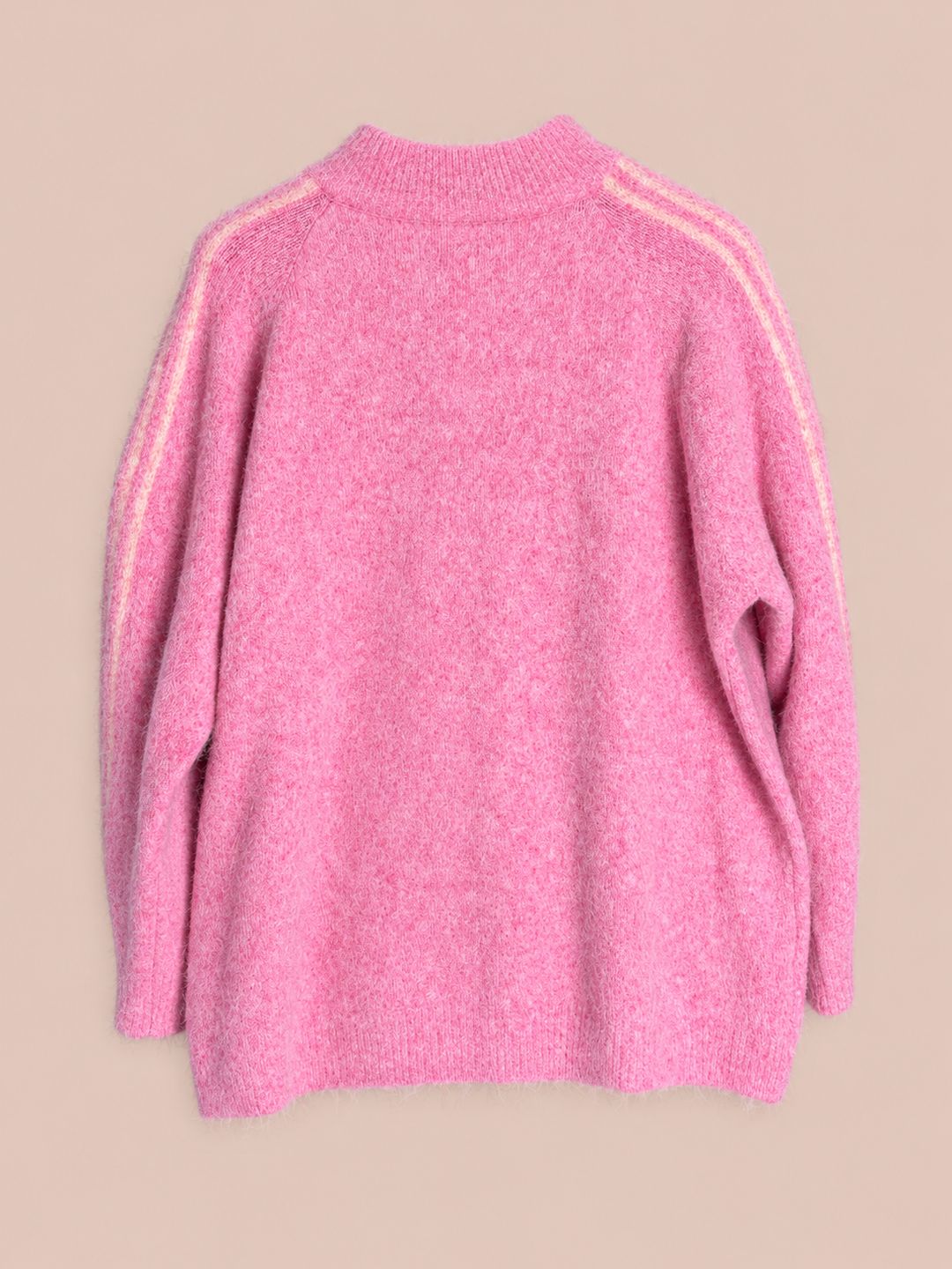 Zip Cardigan mit Streifen - Rosa