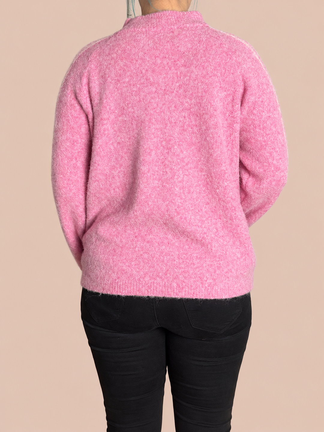 Zip Cardigan mit Streifen - Rosa
