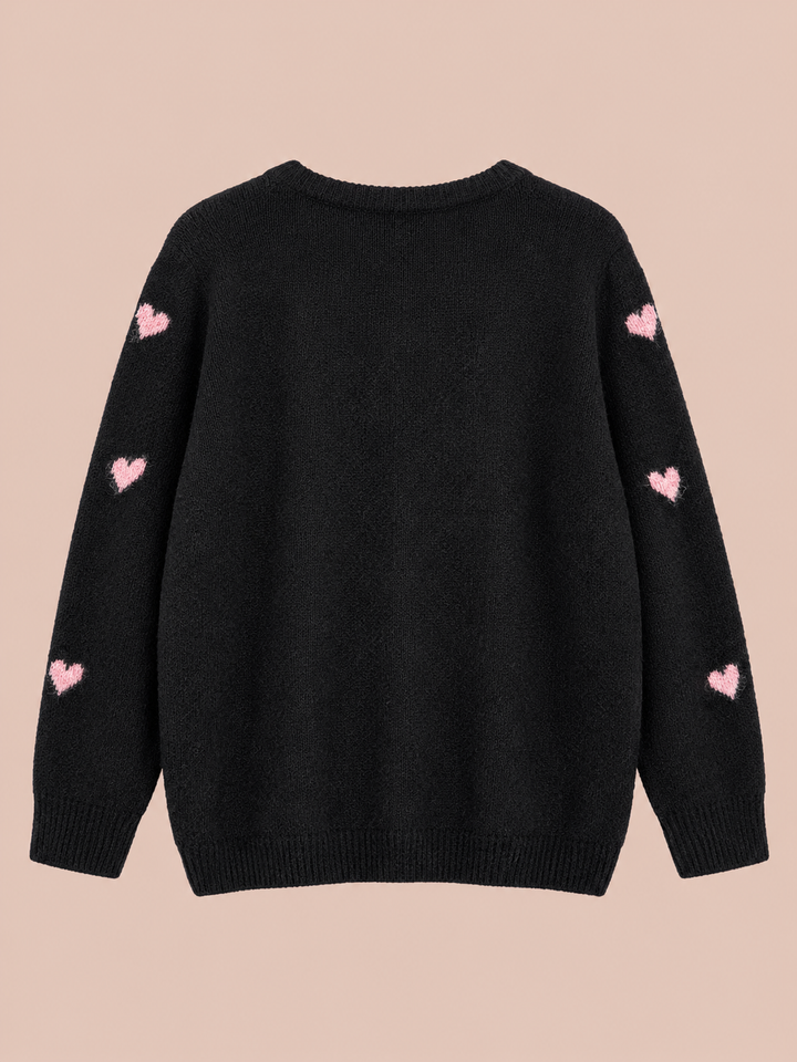 Cardigan mit Herzchen - Schwarz